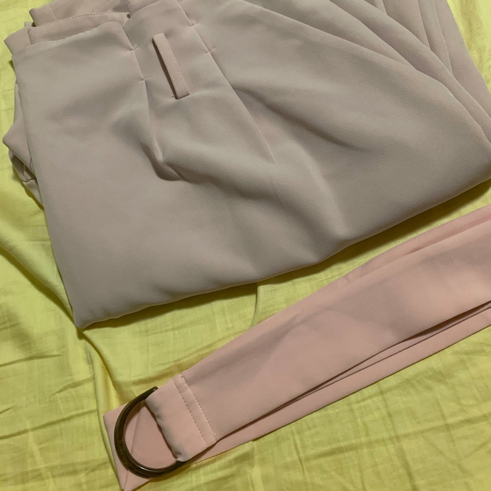 Beige/Light Pink Pleated Slacks